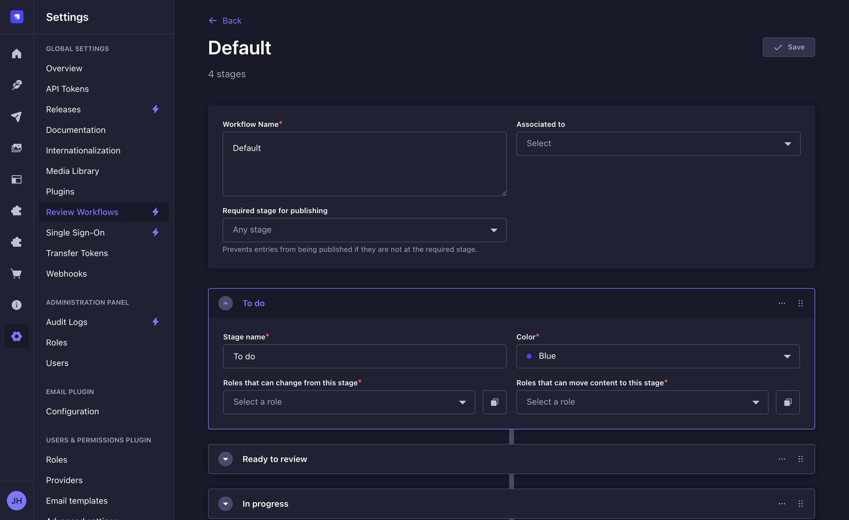 Workflow edit view